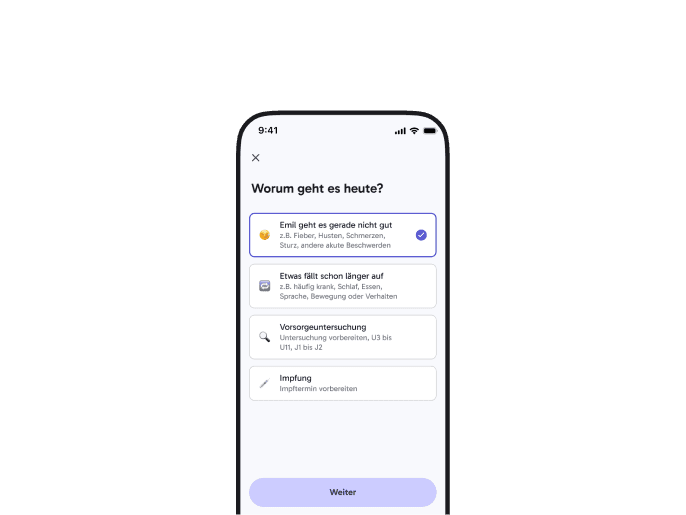 tio App – Anlass des Besuchs erfassen