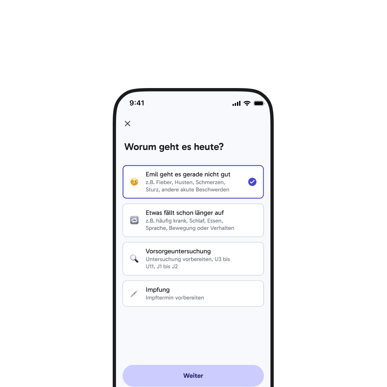 tio App – Anlass des Besuchs erfassen