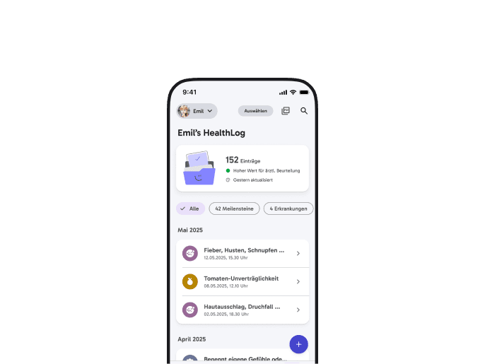 HealthLog App-Ansicht